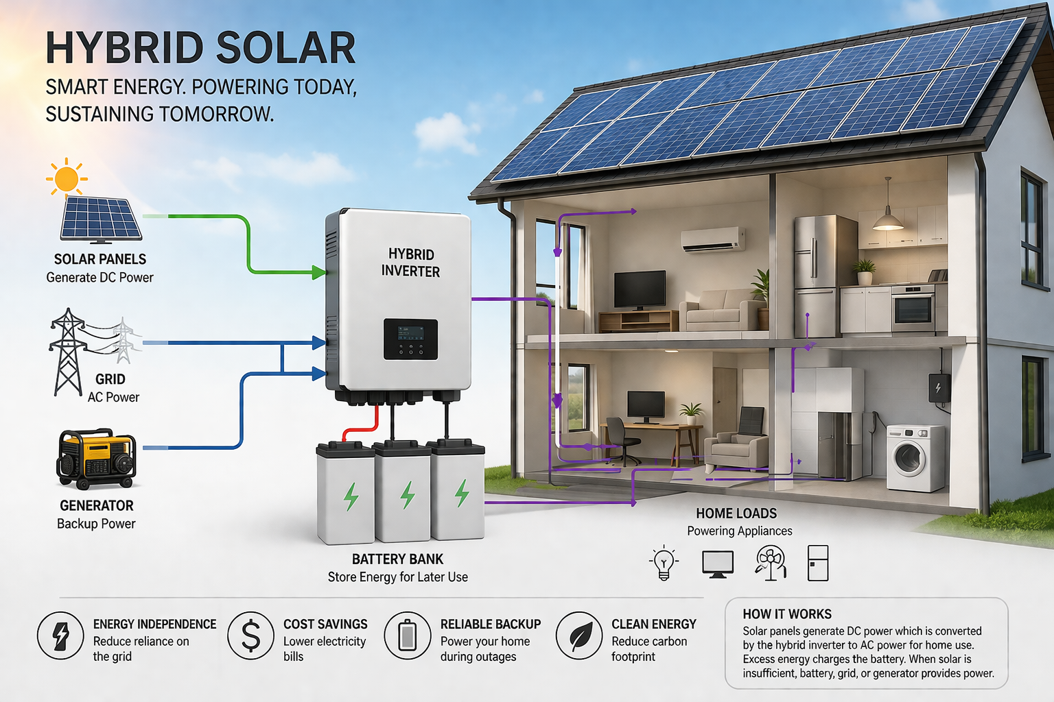 🔋 Hybrid Solar System: The Perfect Balance of Savings, Backup & Power in India